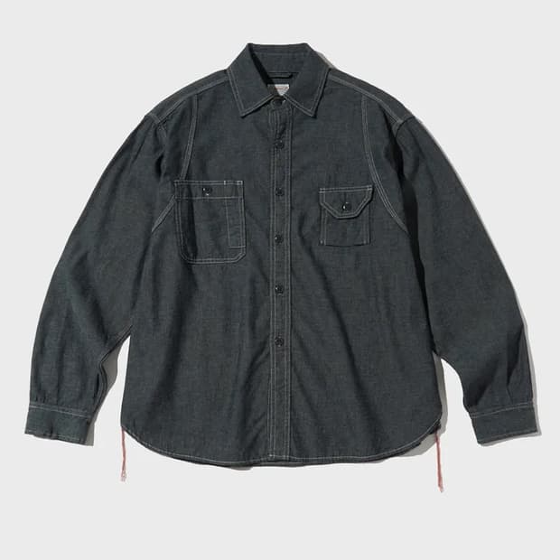 [새상품] 아웃스탠딩 트리플 스티치 샴브레이 셔츠 블랙