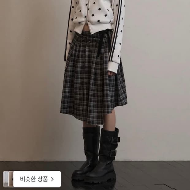 셋업이엑스이 체크 랩 스커트 