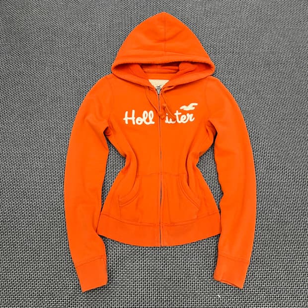 착샷O 홀리스터 오렌지 딱붙 후드집업