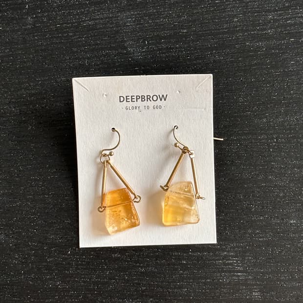 DEEPBROW 딥브로우 옐로우 원석 드롭 이어링