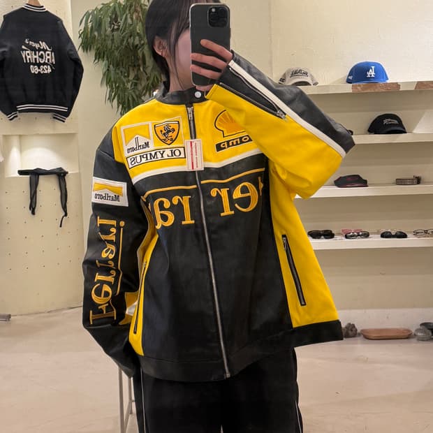 빈티지 페라리 레이싱 패치 레더 자켓 U400