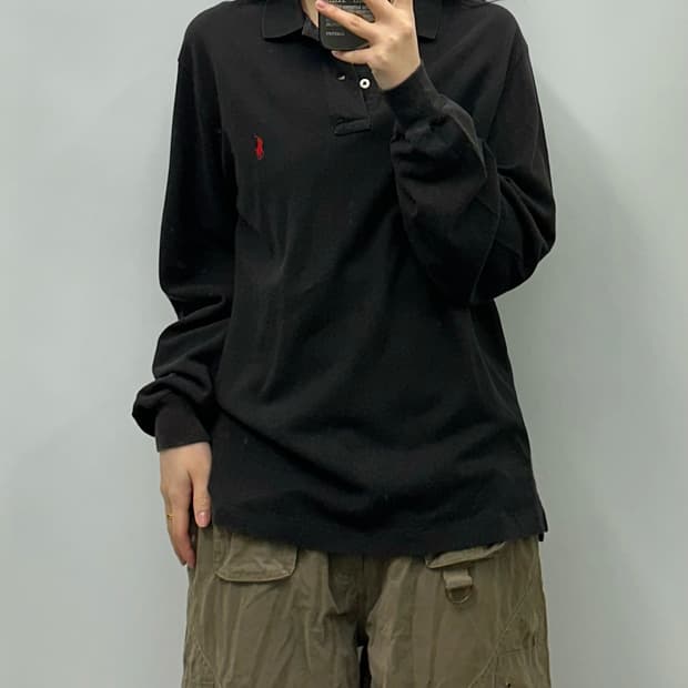 폴로 랄프로렌 신형 블랙 긴팔 카라 티셔츠