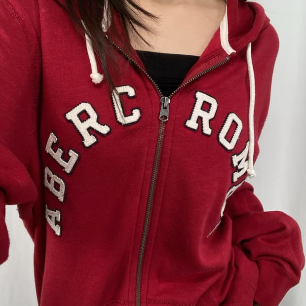 아베크롬비 스펠로고 레드 후드집업