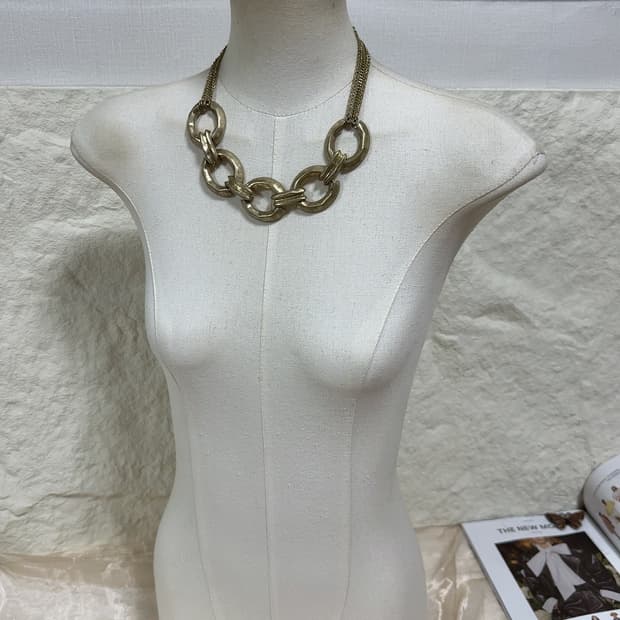 빈티지 메탈 링 레이어드 목걸이