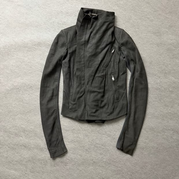 릭오웬스 하이넥 램스킨 자켓