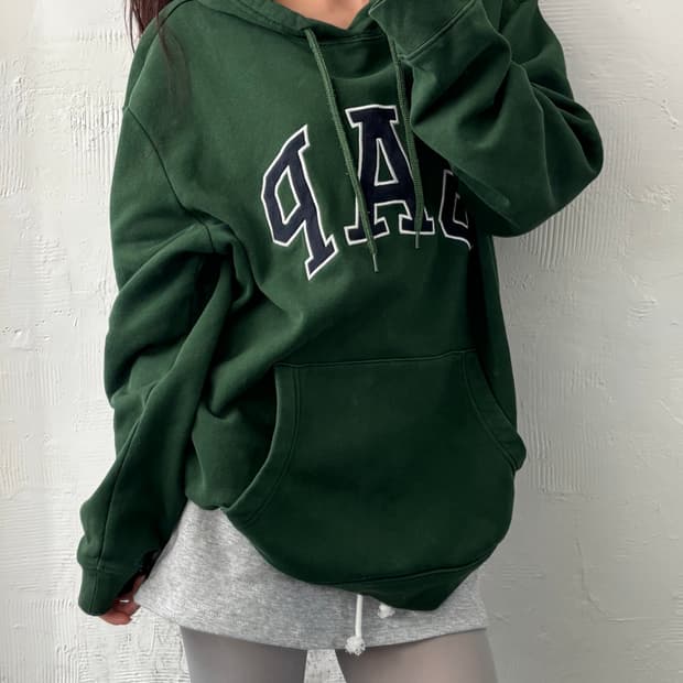 Gap 갭 그린컬러 자수로고 후드티