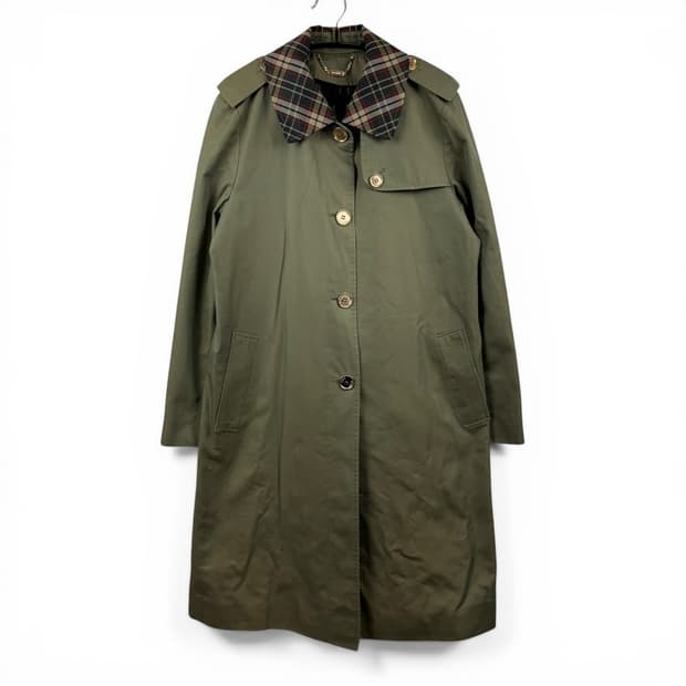 (F) 닥스 우먼스 체크카라 트렌치코트 올리브