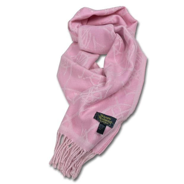 비비안웨스트우드 빈티지 핑크 자카드 머플러 목도리