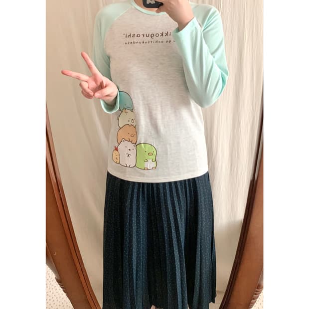 스밋코구라시 민트 배색 긴팔티(택o)