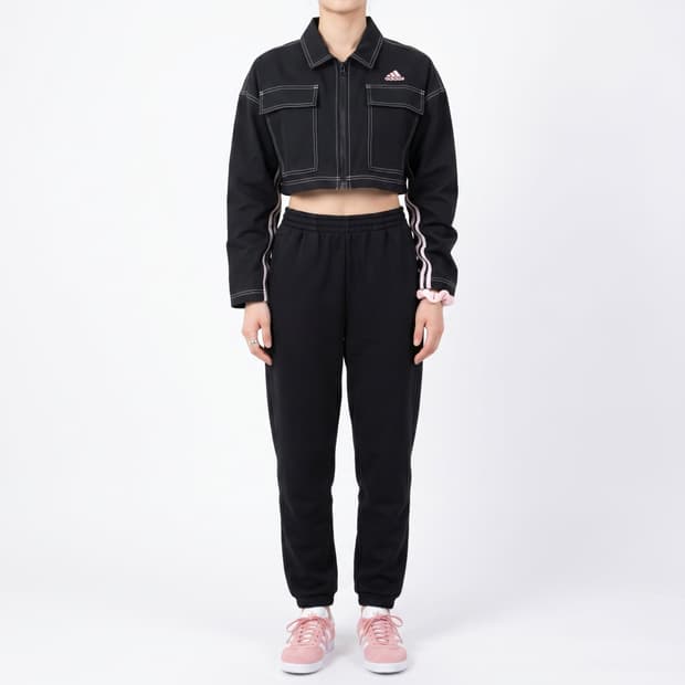 아디다스 W 댄스 3스트라이프 크롭 자켓 (블랙/S)