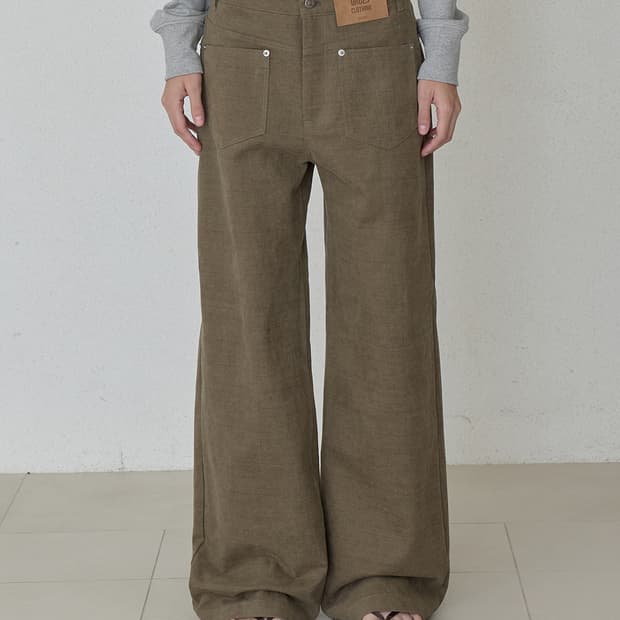  REVERSE PATCHED COTTON PANTS - BROWN