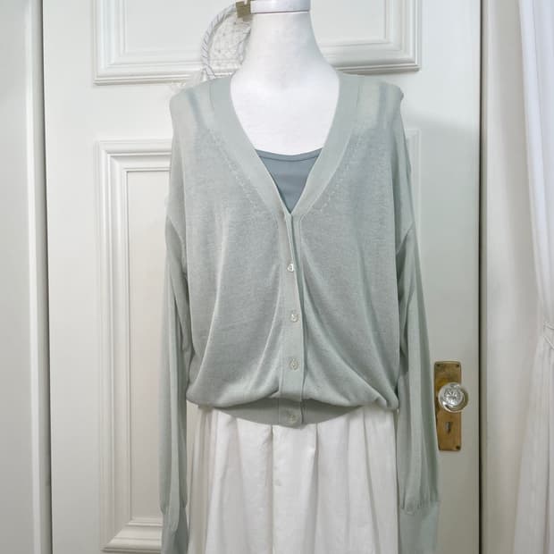 indi green loose summer cardigan&mintgra