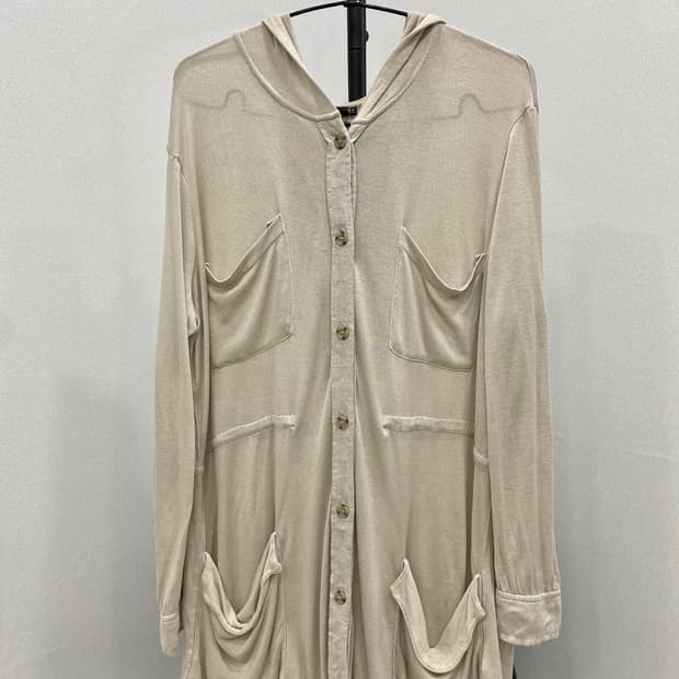 Multi-Pocket Drawstring Hood Cardigan