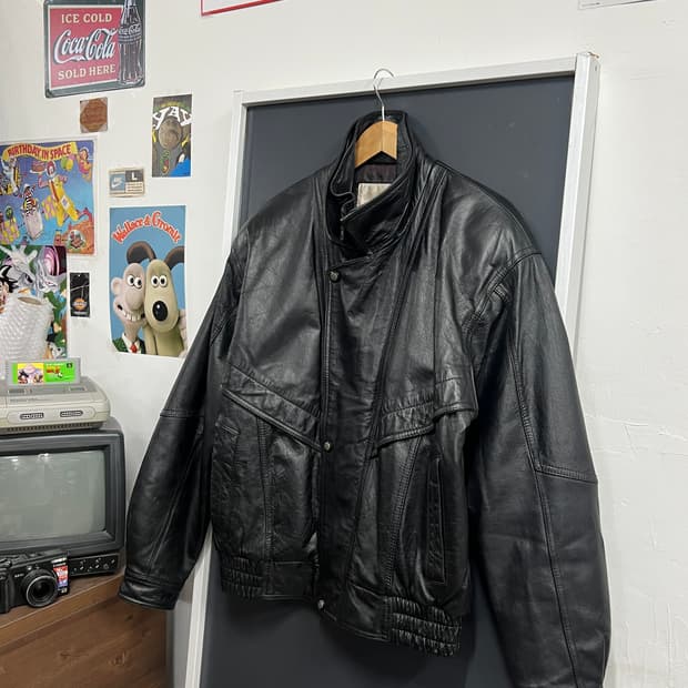 90s Vintage 빈티지 하이넥 봄버 소가죽 자켓
