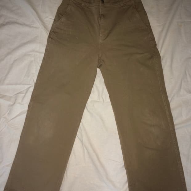 beige straight chino pants