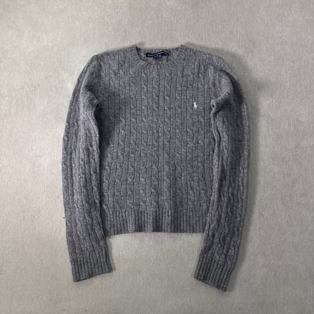 W 95 폴로랄프로렌 스포츠 램스울 꽈배기 니트