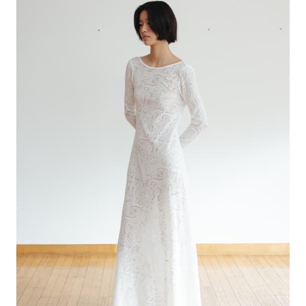 모노하 레이스 드레스 화이트