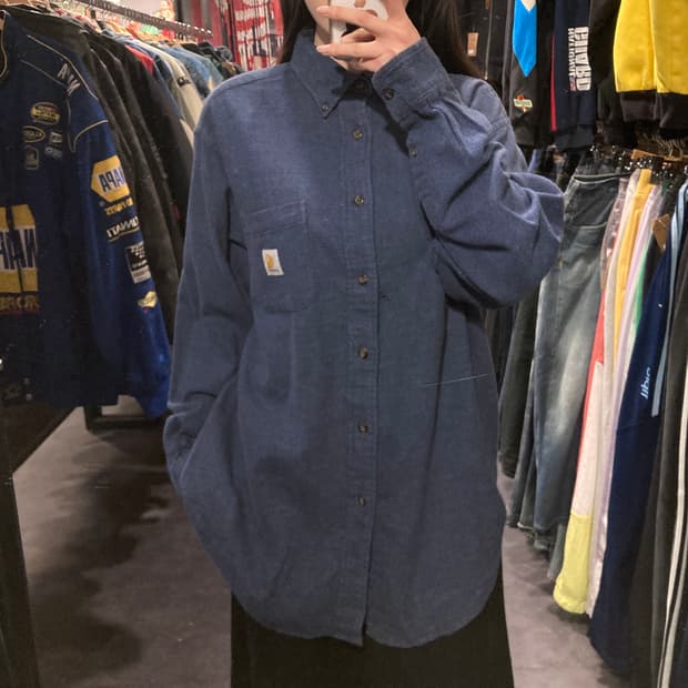 [IM] 칼하트 울 헤링본 긴팔셔츠 네이비