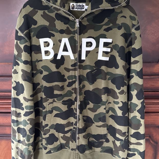 베이프 1st 카모 BAPE 스펠아웃 후드집업 녹계 XL