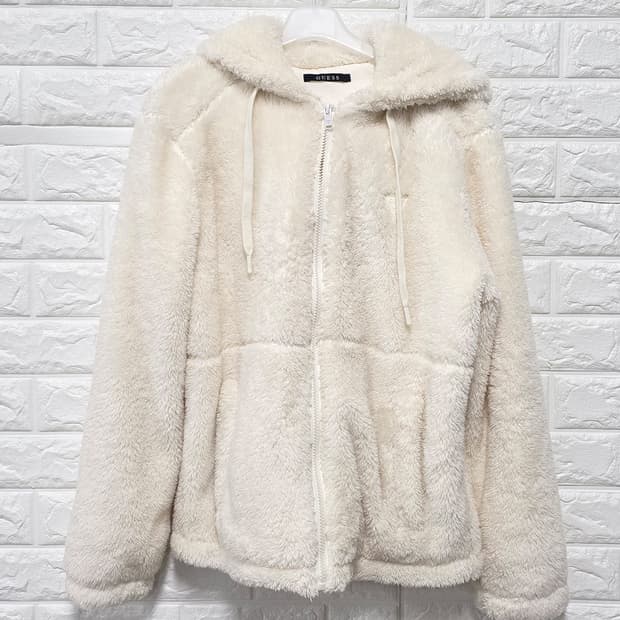 택포) 22s 게스 GUESS 후리스 후드 S 아이보리