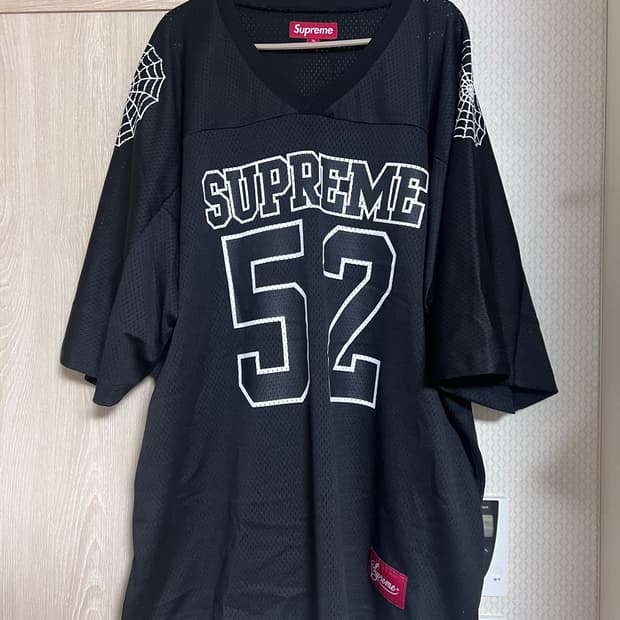 24ss 슈프림 스파이더 웹 풋볼 져지 블랙