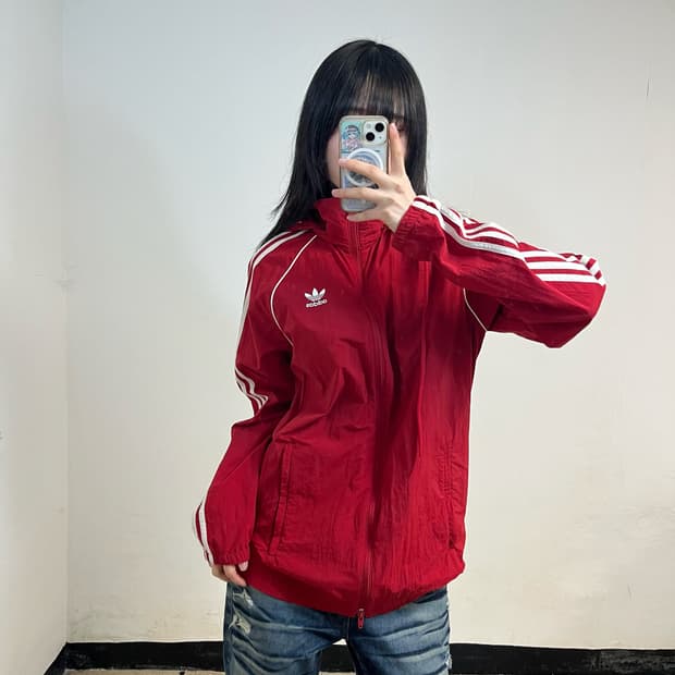Adidas Originals red Trefoil windbreaker