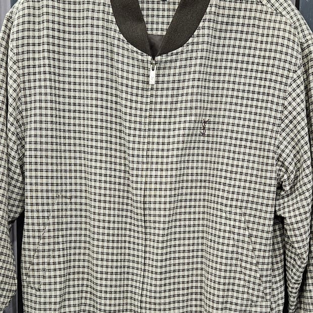 (극강컨디션)YSL 입생로랑 빈티지 체크 패턴 봄버자켓 100