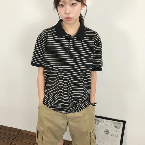 Uniqlo Black Striped Polo Shirt