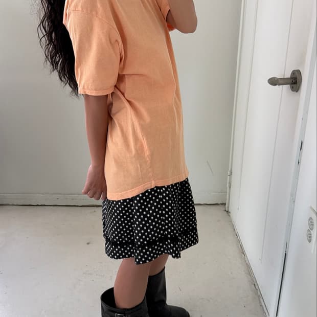 일본빈티지 오렌지 헨리넥 반팔티