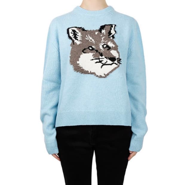 메종키츠네 빅폭스 니트 아쿠아