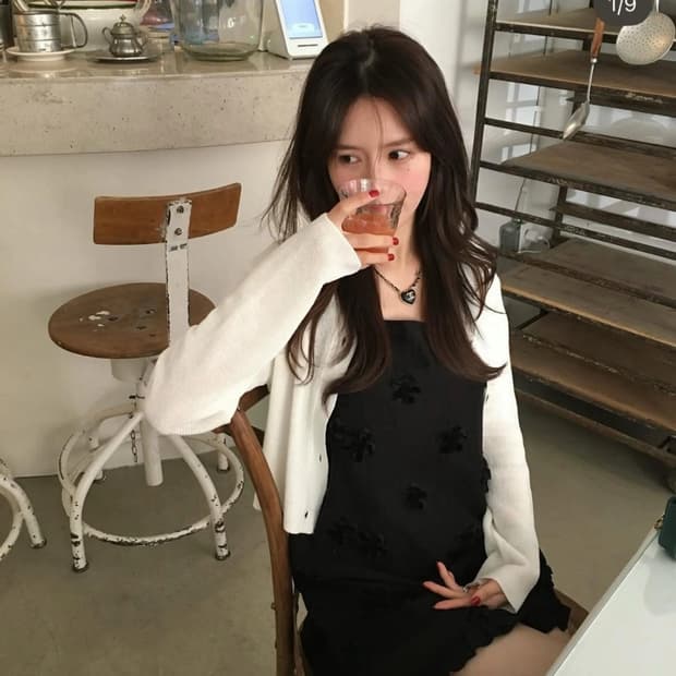 연이프 자수 원피스 블랙