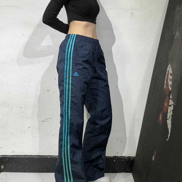 아디다스 네이비 와이드 추리닝 트레이닝 대대당 트랙 팬츠 L