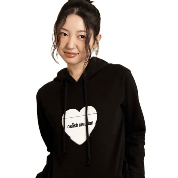 오피쉬 하트 로고 후디 블랙