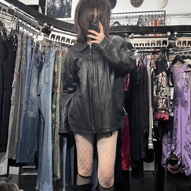 BXBK by First Down의 양가죽 풀 집업 재킷