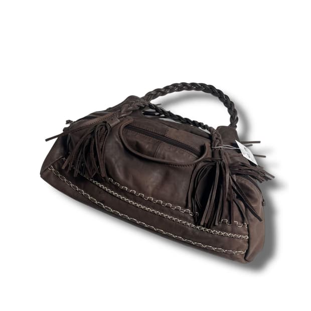 Nicoli X 스티치 테슬 레더 빅 백