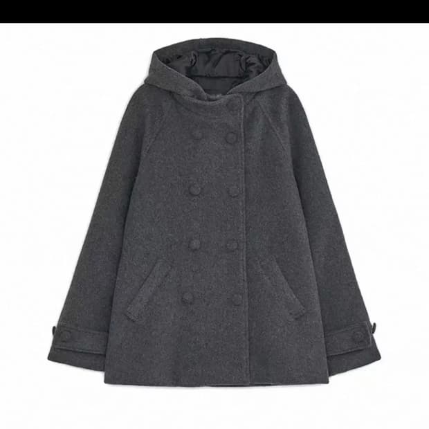 허그유어스킨 후디드 하프 코트 차콜