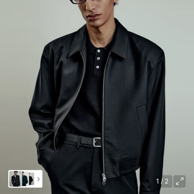 [44]엘무드 세레니티 울 블루종 자켓 블랙