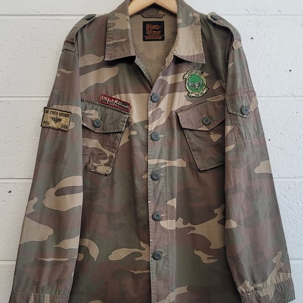 JPN 빈티지 Air Crew Member US Army 카모 셔츠헝자켓