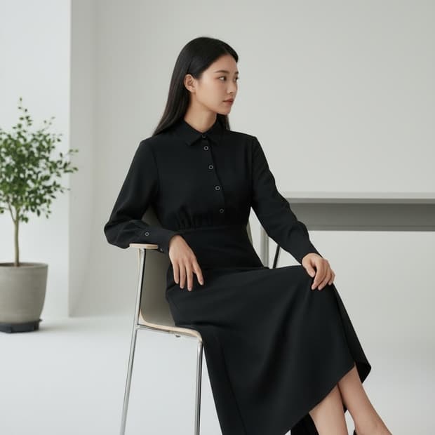 ZARA 자라 블랙 오피스 룩 롱 원피스 XS