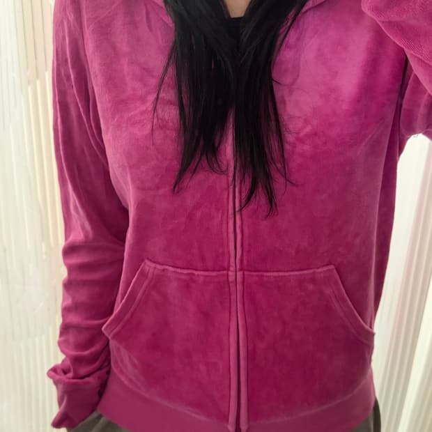 쥬시꾸뛰르 핫핑크 후드집업 XL