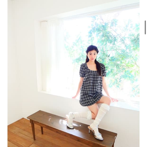 모닝글로리 미니 드레스 블랙 체크