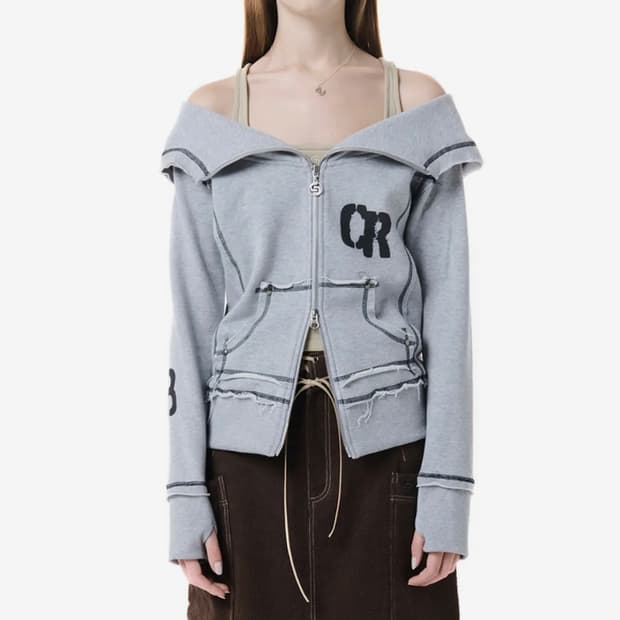 세릭 컷아웃 후드집업 그레이