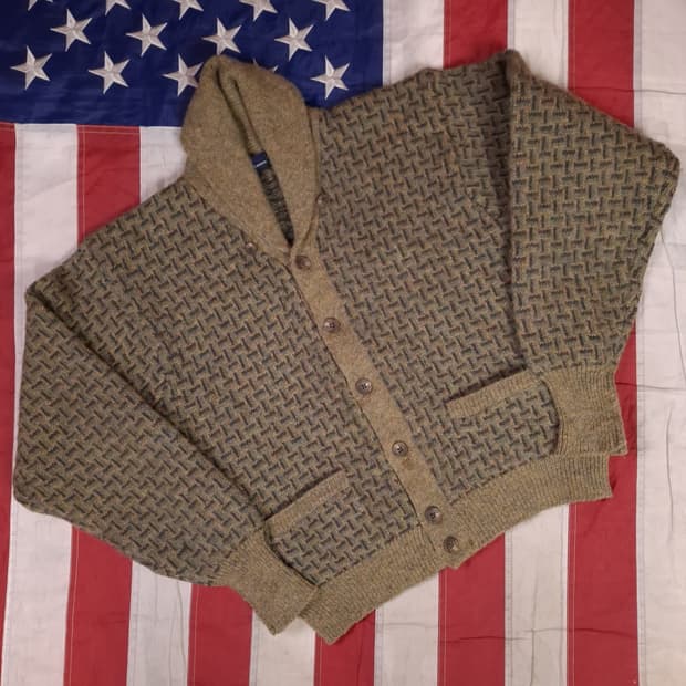 오리지날 80's 일본판 랄프로렌폴로 숄카라 울 숏 가디건