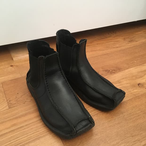 요지 야마모토 스퀘어토 레더 부츠