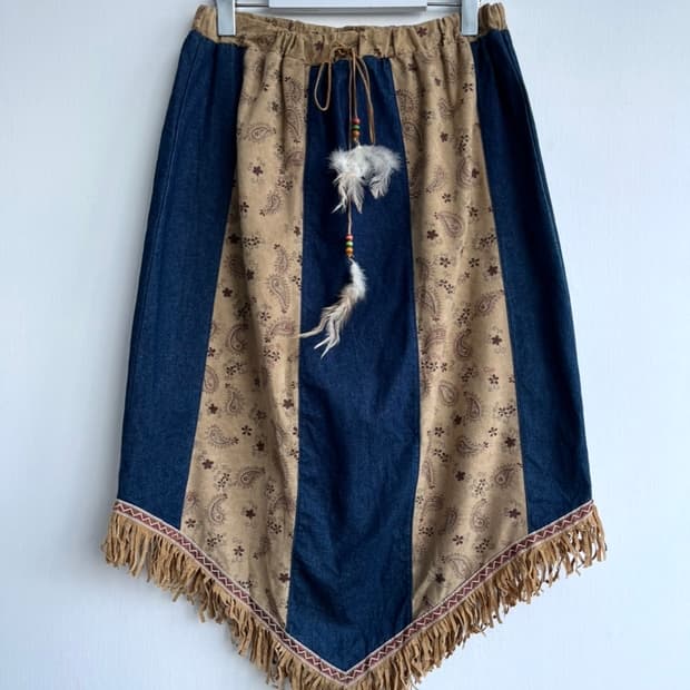 CARENNA 스웨이드 데님 스커트