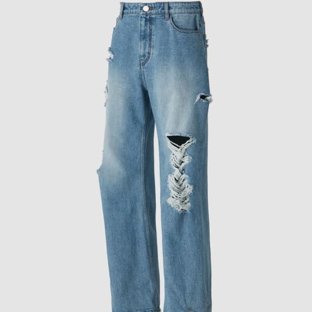 쿠어 디스트로이드 스케이터 진스 (워시드블루)