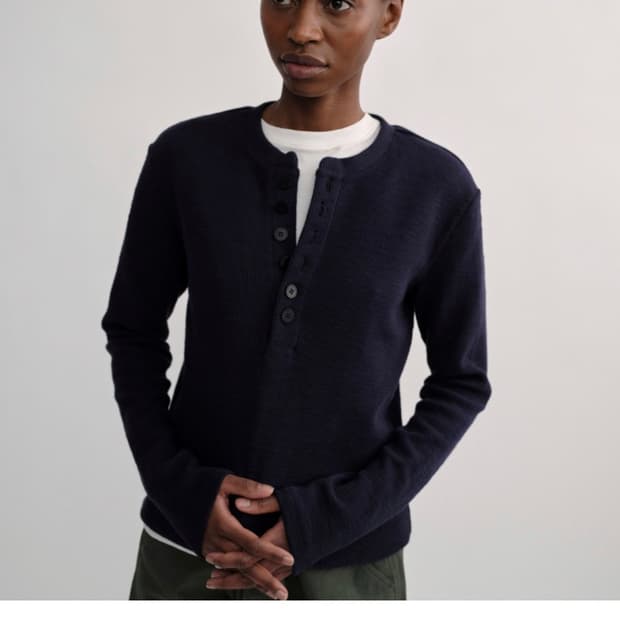 [구매]컬러컬러 버튼 헨리넥 네이비 1사이즈