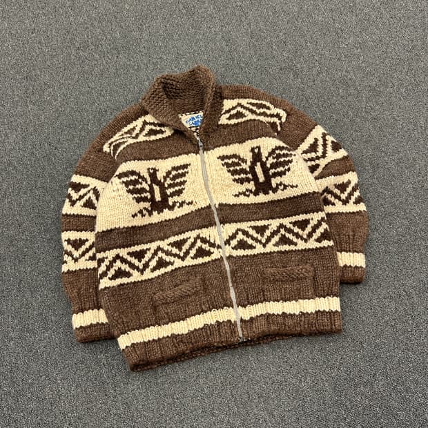 빈티지 코위찬 니트 집업 스웨터