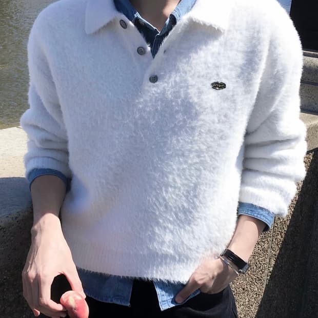 (새상품) 오텀 wc 크롭 투웰브 앙고라 니트 화이트