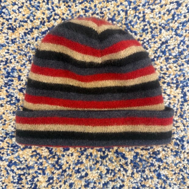 빈티지 스트라이프 비니